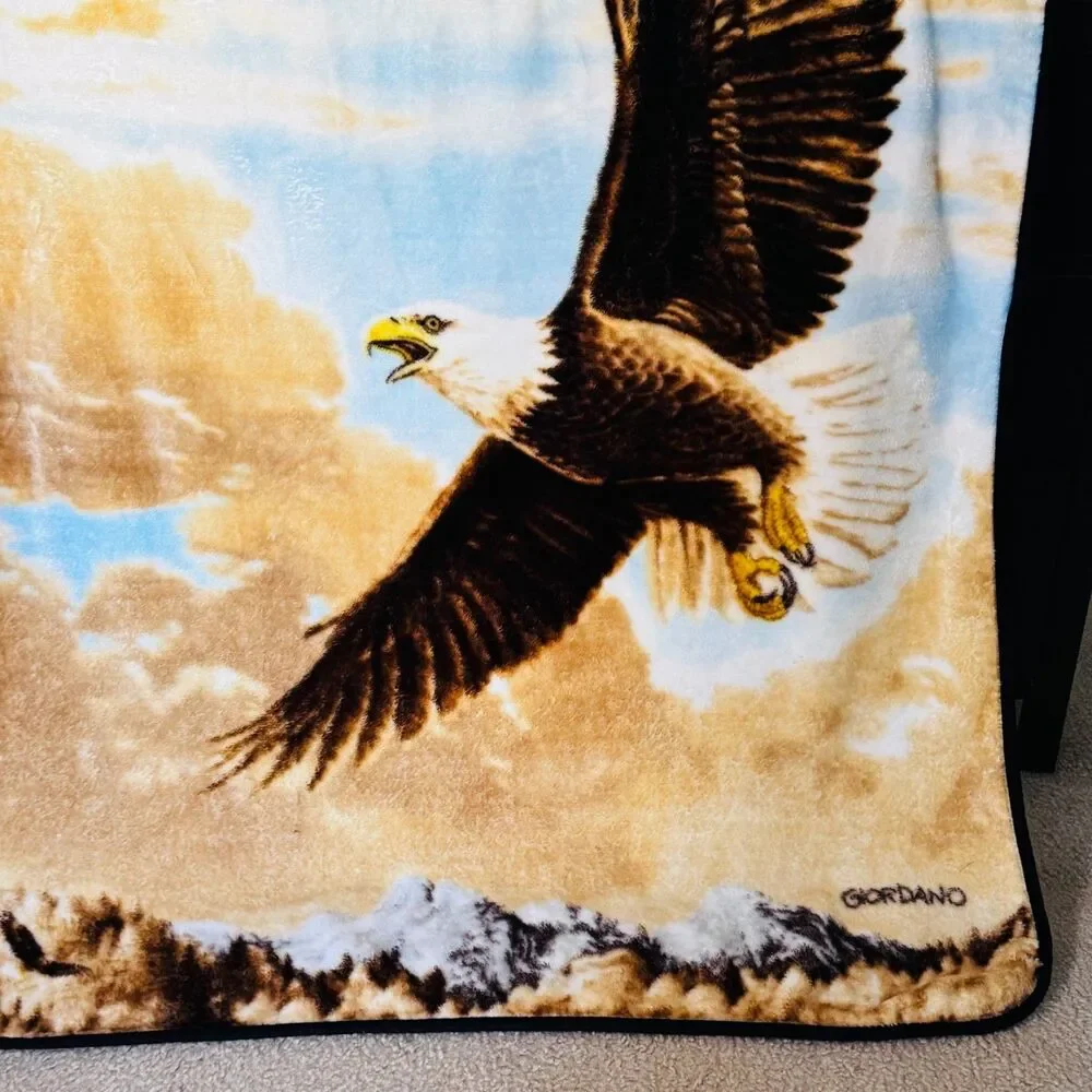 NorthwestCo.Giordano Plush Blanket Flying Aztec Eagle50x60”Bird Multicolor Throw